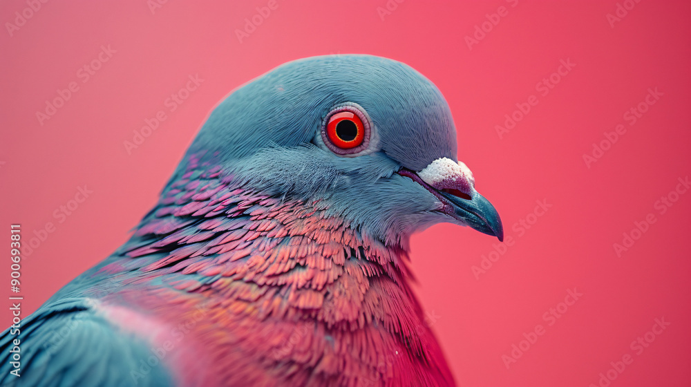 A portrait of wild pigeon with a red eye A portrait of wild pigeon with a red eye