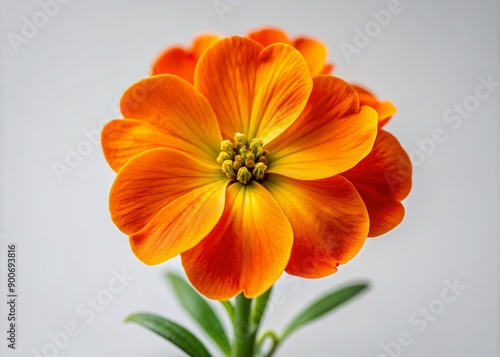 Wallpaper Mural Vibrant orange wallflower with delicate petals and yellow center stands alone on a crisp white background, showcasing its intricate details and beautiful simplicity. Torontodigital.ca