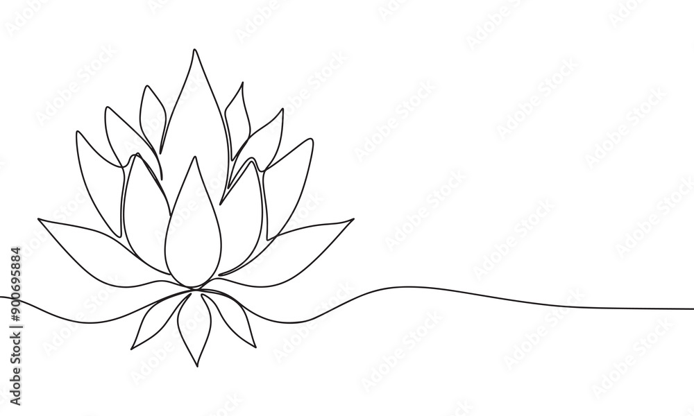 Lotus one line continuous. Hand drawn vector art. Lotus one line continuous. Hand drawn vector art.