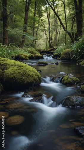 Woodland stream with gentle flow