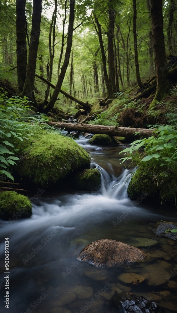 Woodland stream with gentle flow Woodland stream with gentle flow