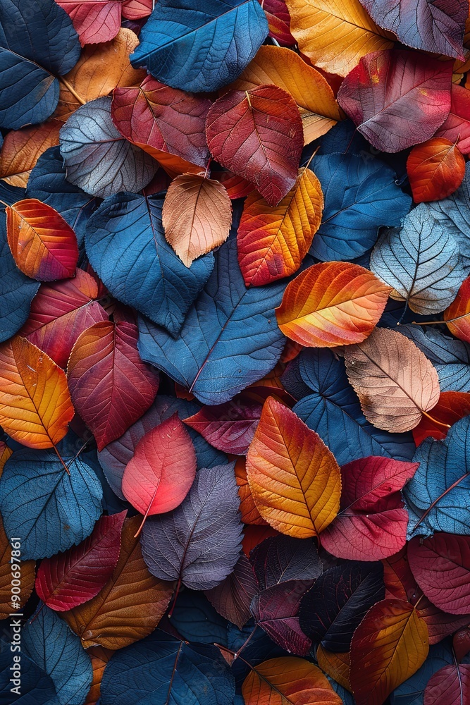 A close up of a pile of colorful leaves A close up of a pile of colorful leaves