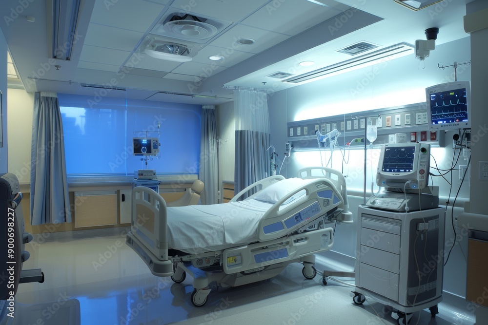 Modern Hospital Room with Advanced Medical Equipment for Heart Failure Treatment Modern Hospital Room with Advanced Medical Equipment for Heart Failure Treatment