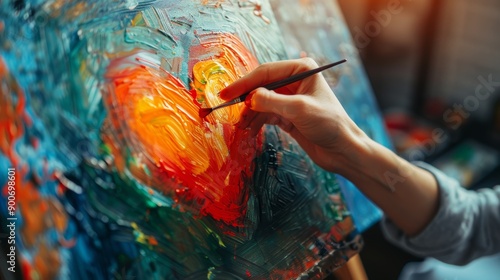 Fototapeta Naklejka Na Ścianę i Meble -  Art Therapy Session: Expressing Feelings About Heart Disease Through Painting