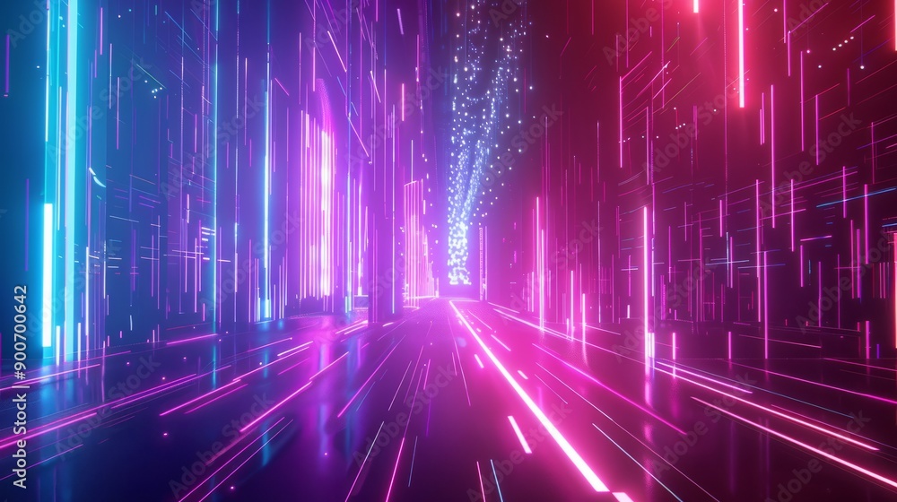 custom made wallpaper toronto digital3d render, abstract futuristic neon background with glowing ascending lines. Fantastic wallpaper