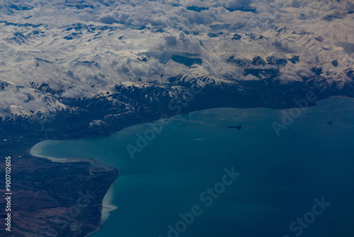 Bild auf Leinwand Aerial view of the southern coast of Lake Van, Turkey