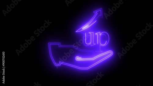 Wallpaper Mural Abstract neon investment icon animation. Dollar sign with hand on business growth icon animation on black background Torontodigital.ca