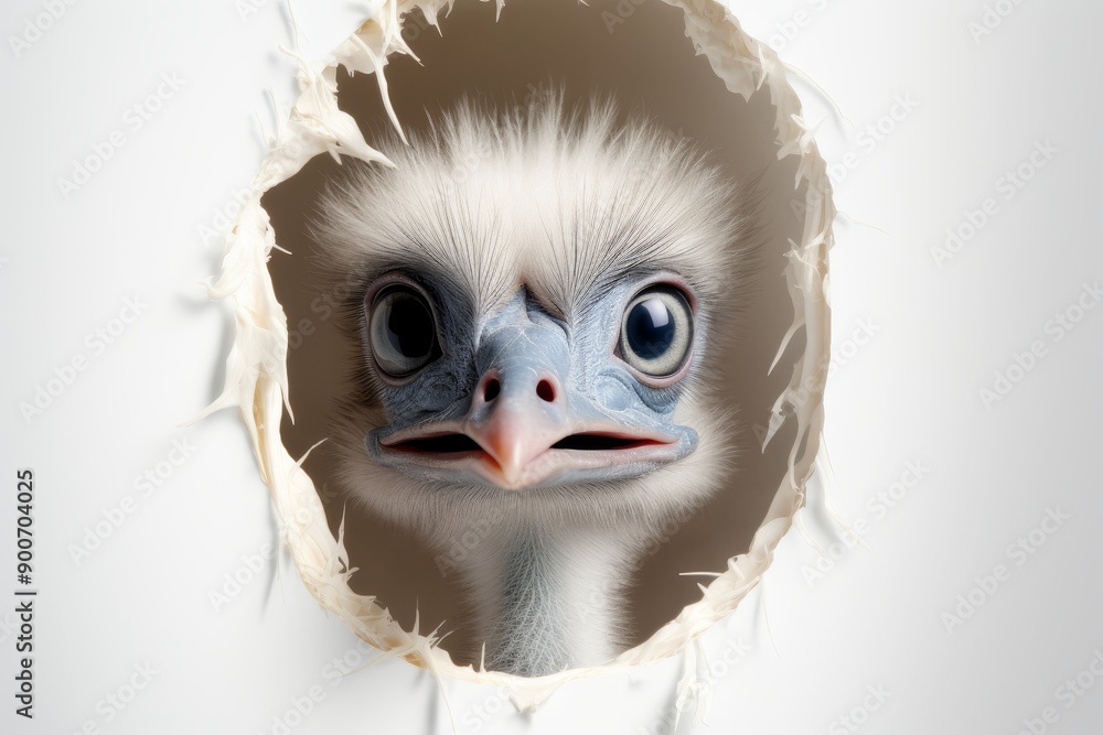 Singular ostrich isolated on white background to maximize search result relevance Singular ostrich isolated on white background to maximize search result relevance