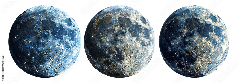 Realistic Full Moon Phases Isolated on Transparent Background Realistic Full Moon Phases Isolated on Transparent Background