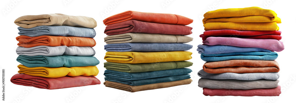 Folded Colorful Towels Isolated On Transparent Background Folded Colorful Towels Isolated On Transparent Background