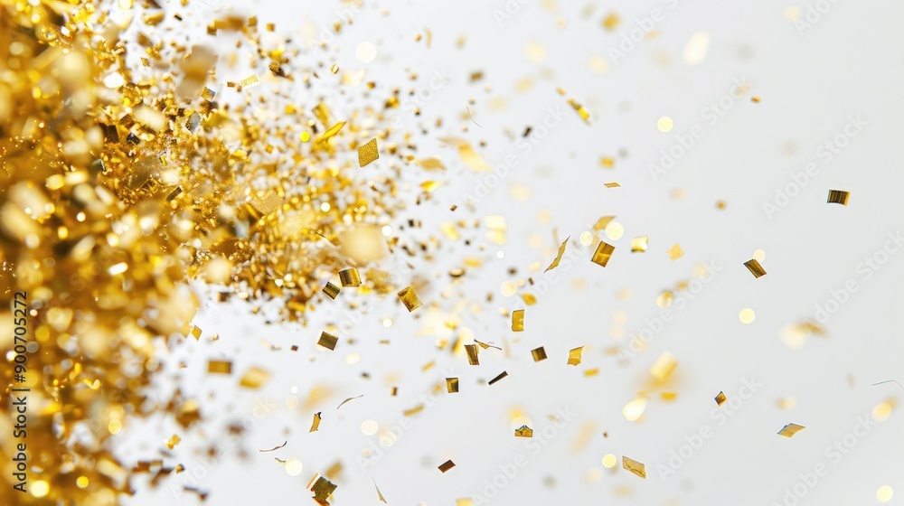 golden confetti sprinkle on white background golden confetti sprinkle on white background