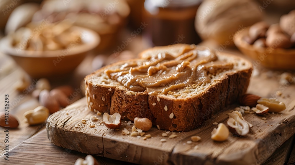 Bread with delicious peanut jam topping, Cake with delicious peanut jam topping Bread with delicious peanut jam topping, Cake with delicious peanut jam topping