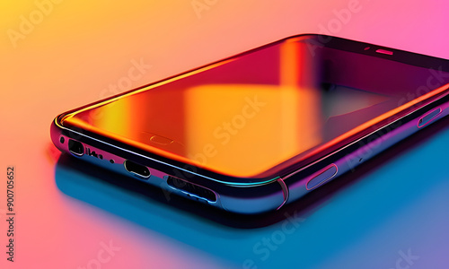 Vibrant Smartphone Close-up On Colorful Background During Evening Light Display © Stanci