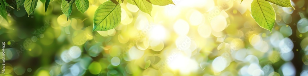 Golden and green bokeh with sunlight and leaves, creating a vibrant and tranquil nature background. Generative ai Golden and green bokeh with sunlight and leaves, creating a vibrant and tranquil nature background. Generative ai