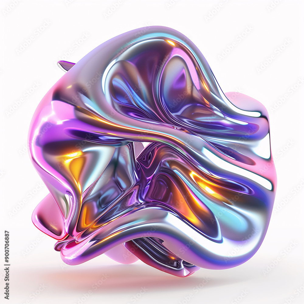 Fototapeta premium Abstract Digital Background of Twisted Metallic Form.