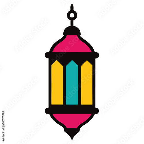 colorful vector art lantern illustration, isolate white color background 