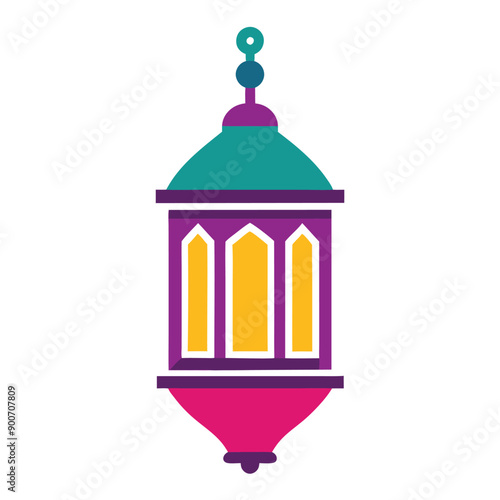 colorful vector art lantern illustration, isolate white color background 