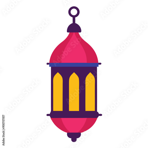 colorful vector art lantern illustration, isolate white color background 