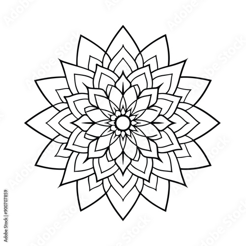 Beautiful mandala design vector art black and white liner art