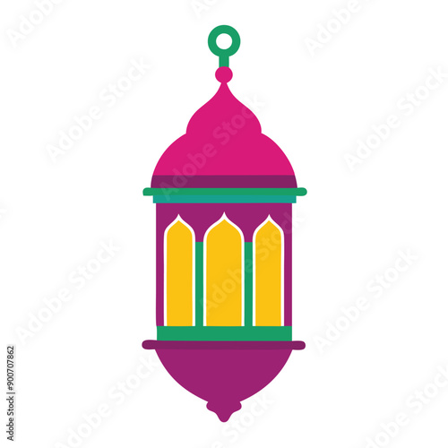 colorful vector art lantern illustration, isolate white color background 