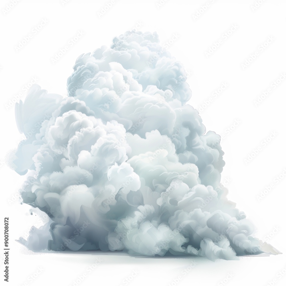Fluffy Smoke Cloud on White Background Fluffy Smoke Cloud on White Background