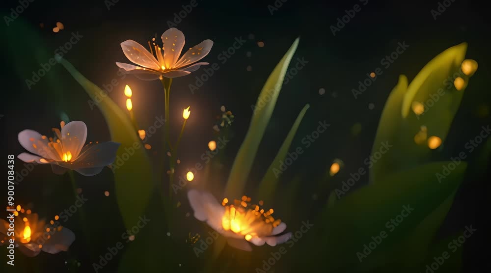 close up view of flowers with twinkling lights, generated ai close up view of flowers with twinkling lights, generated ai