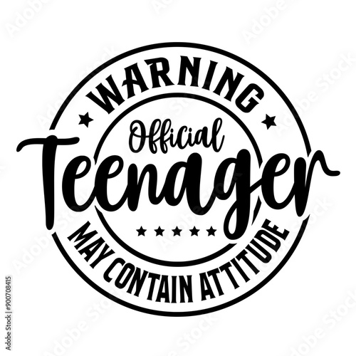 Warning Official Teenager May Contain Attitude SVG | Thirteenth Birthday | Official Teenager Svg | 13th Birthday Svg | Birthday Girl Svg