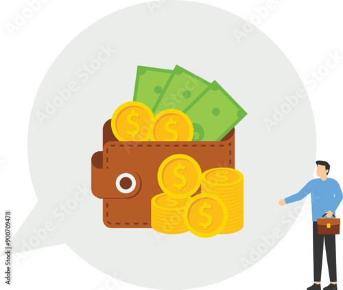 Money talks, a speech bubble filled with metal dollar coins.

