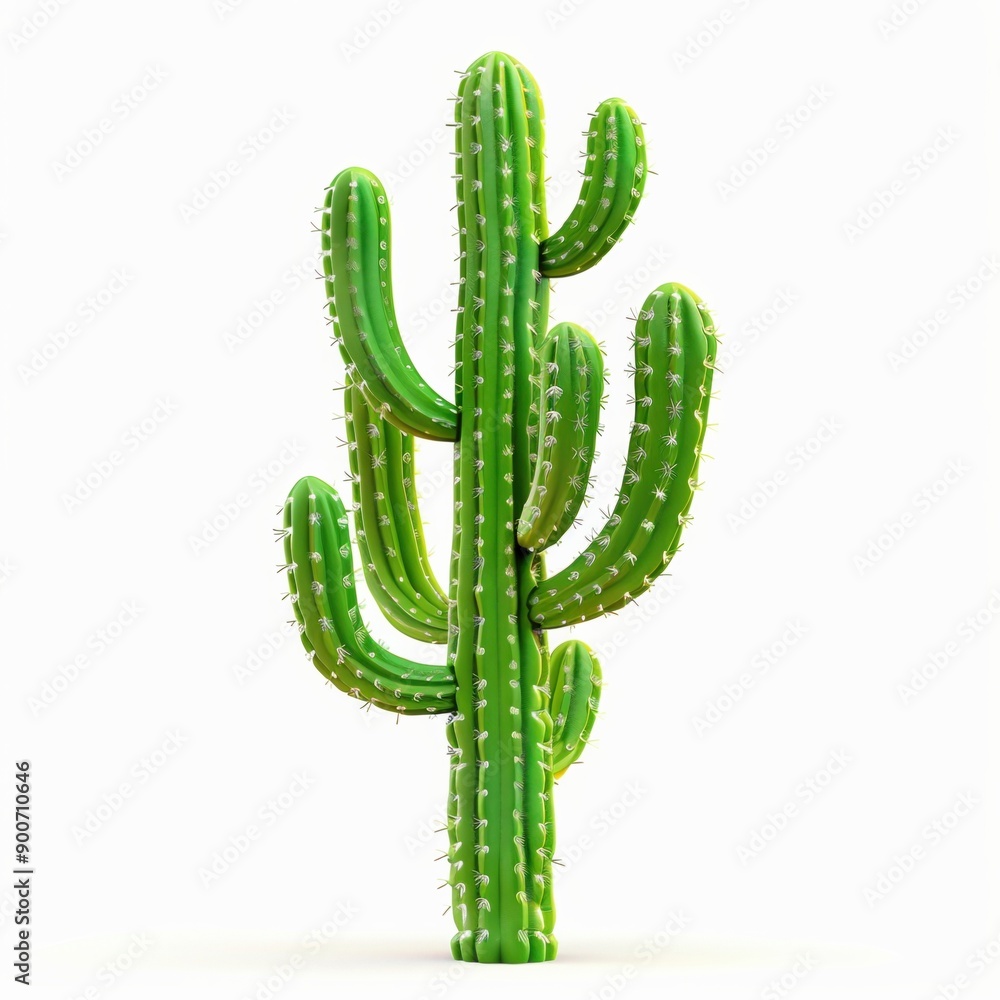 Vibrant Green Cactus with Multiple Arms Vibrant Green Cactus with Multiple Arms