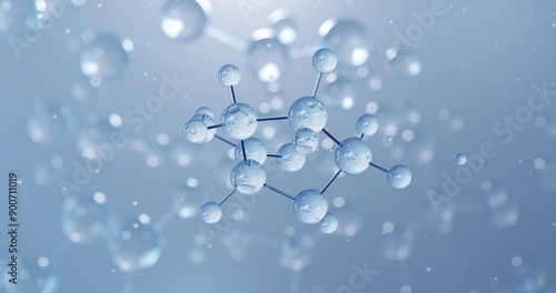 Proline, rotating 3D model of proteinogenic amino acid, seamless looped video, molecular structure with selective focus photo