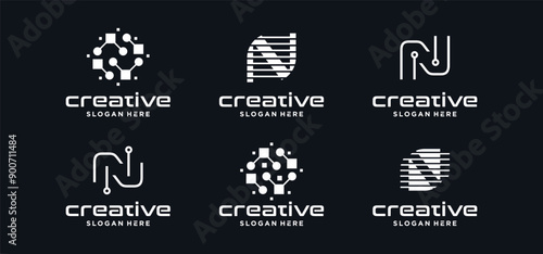 Technology N logo, with modern line design, N logo vector icon illustration with modern design.