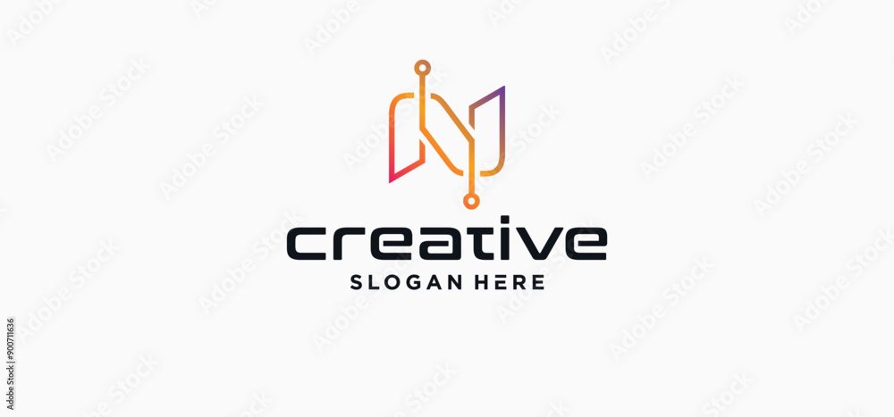 Technology N logo, with modern line design, N logo vector icon illustration with modern design. Technology N logo, with modern line design, N logo vector icon illustration with modern design.