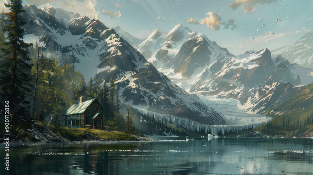 Alaska Day in the USA. the nature of Alaska. mountains, forests, lakes Alaska Day in the USA. the nature of Alaska. mountains, forests, lakes