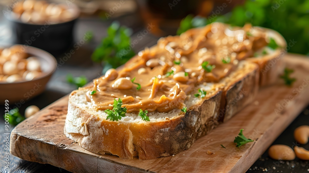 Bread with delicious peanut jam topping, Cake with delicious peanut jam topping Bread with delicious peanut jam topping, Cake with delicious peanut jam topping