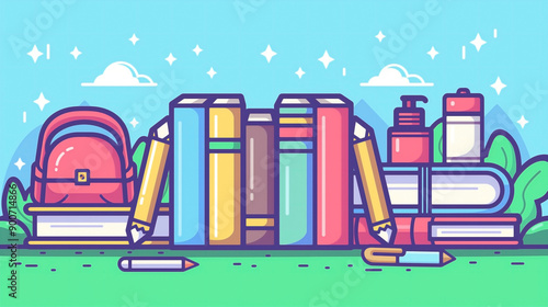 Pixel art style graphic promoting student morning routine 