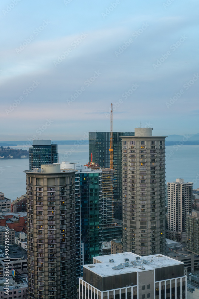 Obraz premium View of Downtown Seattle in Winter