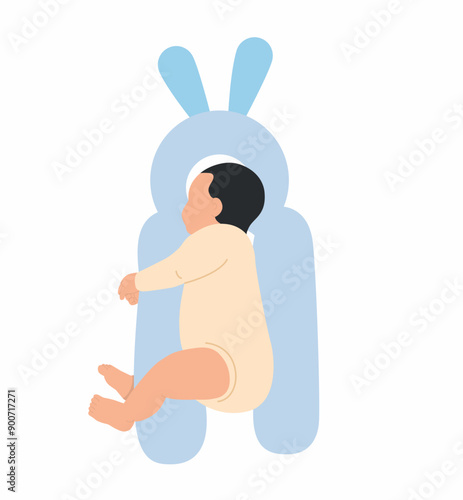 Newborn sleeping position, side sleeping position using a pillow