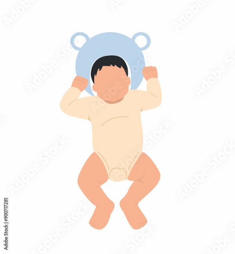 Newborn sleeping position, supine sleeping position using a pillow