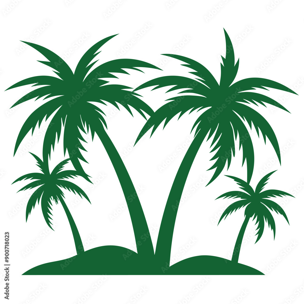 Fototapeta premium palm tree, green color vector art illustration, isolate white background
