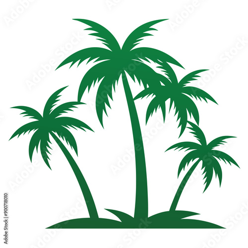 palm tree, green color  vector art illustration, isolate white background