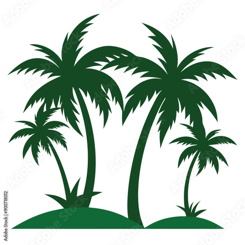 palm tree, green color  vector art illustration, isolate white background