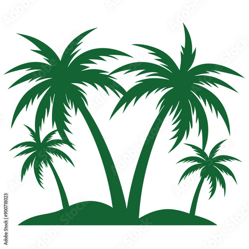 palm tree, green color  vector art illustration, isolate white background