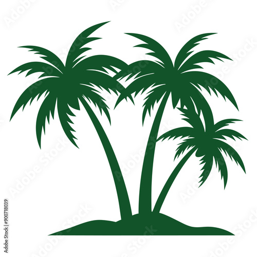 palm tree, green color  vector art illustration, isolate white background