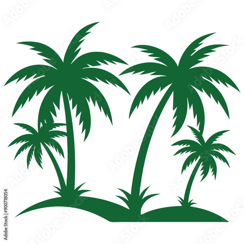 palm tree, green color  vector art illustration, isolate white background