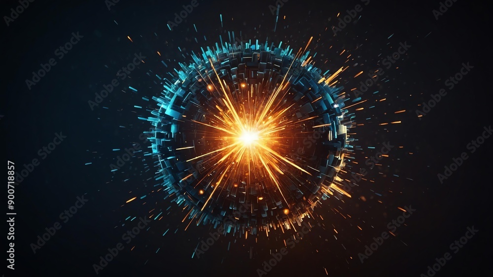 Obraz premium abstract vector sphere explosion explosion of sphere w background