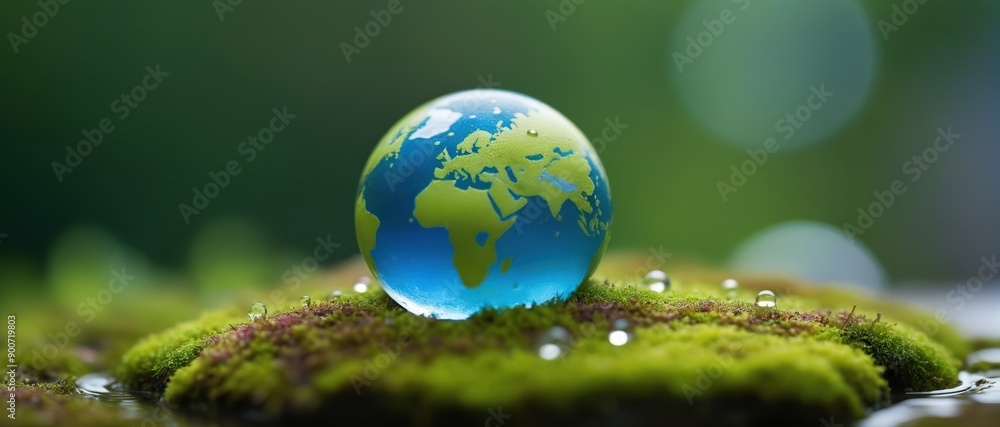 A small glass globe representing the Earth rests on a bed of vibrant ...