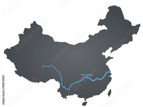 River Yangtze on map. vector