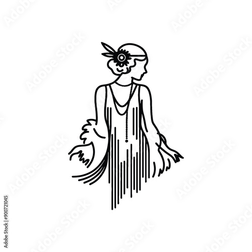 woman wearing retro fashion flapper style fringe dress from the Roaring Twenties