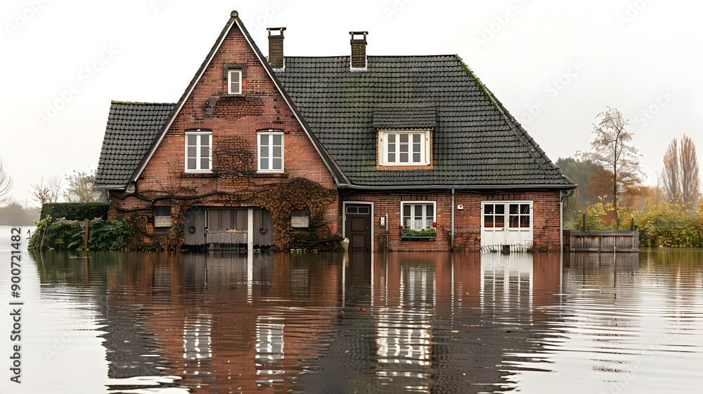 Flooded House with Reflection. Flooded House with Reflection.