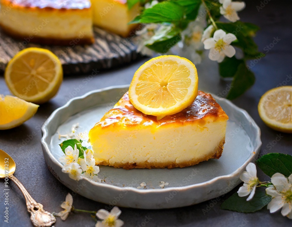 Sweet Polish sernik (cheesecake) with a hint of lemon Sweet Polish sernik (cheesecake) with a hint of lemon